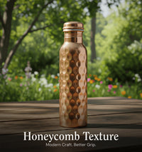 Special Edition Diamond-Cut Honeycomb Copper Water Bottle | Textured Anti-Slip Grip 1