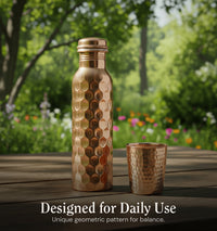 Special Edition Diamond-Cut Honeycomb Copper Water Bottle | Textured Anti-Slip Grip 3