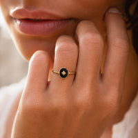 Adjustable Ring "Nocturnal Charm" in Black Agate 2