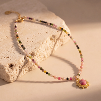 "Aura Viva" Necklace in Tourmaline & Rhodonite 4