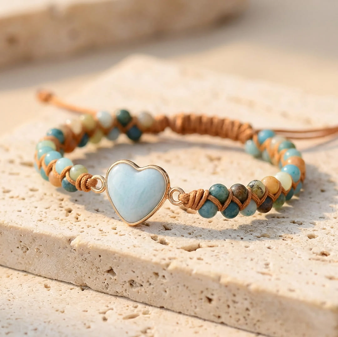 "Woven" Heart Bracelet in Amazonite