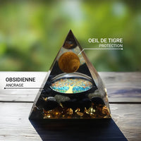 Orgonite "Tree of Life Reborn" in Tiger's Eye & Obsidian 3