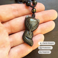 "Sage Fox" Pendant in Golden Obsidian 5