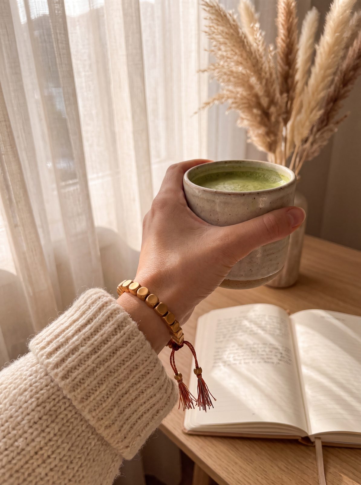 Bracelet tibétain porte-bonheur avec matcha